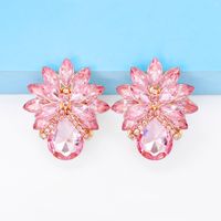 1 Pair Elegant Luxurious Flower Inlay Alloy Glass Stone Ear Studs main image 4