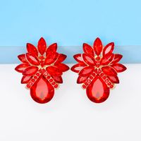 1 Pair Elegant Luxurious Flower Inlay Alloy Glass Stone Ear Studs main image 2