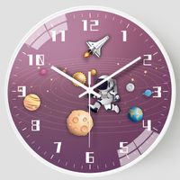 Cute Round Astronaut Plastic Glass Clock sku image 2