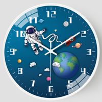 Cute Round Astronaut Plastic Glass Clock sku image 3