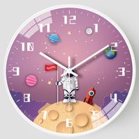 Cute Round Astronaut Plastic Glass Clock sku image 5