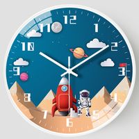 Cute Round Astronaut Plastic Glass Clock sku image 4