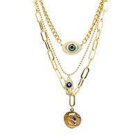 304 Stainless Steel Gold Plated Hip-Hop Exaggerated Punk Polishing Enamel Plating Devil'S Eye Palm Layered Necklaces main image 2