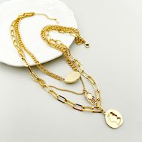 304 Stainless Steel Gold Plated Hip-Hop Exaggerated Punk Polishing Enamel Plating Devil'S Eye Palm Layered Necklaces main image 5