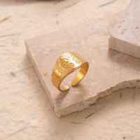Retro Solid Color Stainless Steel Plating 18k Gold Plated Wide Band Ring Open Ring sku image 6