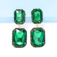 1 Pair Elegant Luxurious Square Inlay Alloy Glass Stone Drop Earrings main image 4