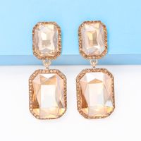 1 Pair Elegant Luxurious Square Inlay Alloy Glass Stone Drop Earrings main image 3