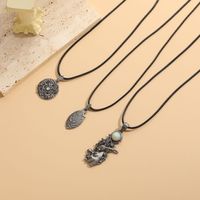 Retro Solid Color Alloy Resin Imitation Opal Plating Inlay Opal Silver Plated Men's Necklace main image 2