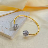 Simple Style Round Stainless Steel Inlay Zircon Bangle main image 6