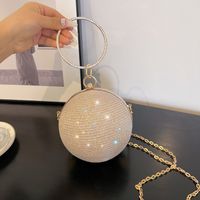 Pink Gold Silver Polyester Solid Color Lock Spherical Evening Bags sku image 2