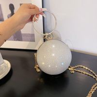 Pink Gold Silver Polyester Solid Color Lock Spherical Evening Bags sku image 3