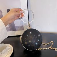Pink Gold Silver Polyester Solid Color Lock Spherical Evening Bags sku image 4