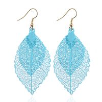 Casual Retro Leaves Metal Plating Hollow Out Women's Drop Earrings main image 4