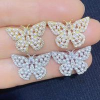 1 Paar Ig-stil Schmetterling Inlay Kupfer Künstliche Perlen Zirkon Ohrstecker main image 1
