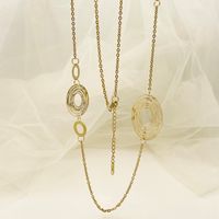 304 Stainless Steel 14K Gold Plated Glam Polishing Plating Hollow Out Circle Layered Necklaces main image 5