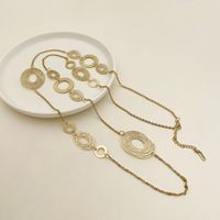 304 Stainless Steel 14K Gold Plated Glam Polishing Plating Hollow Out Circle Layered Necklaces main image 2