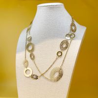 304 Stainless Steel 14K Gold Plated Glam Polishing Plating Hollow Out Circle Layered Necklaces main image 1