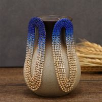 Elegant Shiny Oval Gradient Color Rhinestone Women's Drop Earrings main image 5