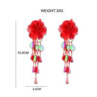 Exaggerated Sweet Flower Cloth Beaded Women's Drop Earrings main image 4