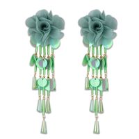 Exaggerated Sweet Flower Cloth Beaded Women's Drop Earrings main image 3