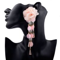Exaggerated Sweet Flower Cloth Beaded Women's Drop Earrings main image 1
