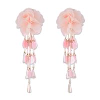 Exaggerated Sweet Flower Cloth Beaded Women's Drop Earrings main image 2