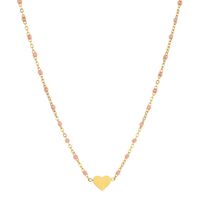Sweet Heart Shape Stainless Steel Alloy Beaded Enamel Pendant Necklace sku image 14