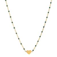 Sweet Heart Shape Stainless Steel Alloy Beaded Enamel Pendant Necklace sku image 9