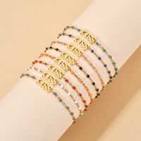 Vacation Letter Stainless Steel Beaded Enamel Plating Bracelets main image 2