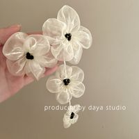 Exaggerated Sweet Flower Cloth Asymmetrical Plating Women's Drop Earrings main image 5