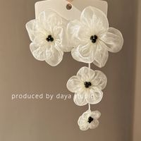 Exaggerated Sweet Flower Cloth Asymmetrical Plating Women's Drop Earrings main image 3