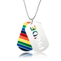 Hip-hop Cool Style Love Rainbow Stripe Alloy Titanium Steel Enamel Lgbt Pride Month Men's Pendant Necklace sku image 3