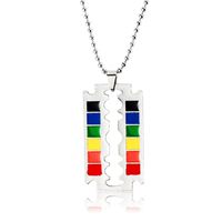 Hip-hop Cool Style Love Rainbow Stripe Alloy Titanium Steel Enamel Lgbt Pride Month Men's Pendant Necklace sku image 1