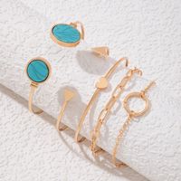 2019 Nouveaux Accessoires Géométrique Turquoise Triangle Pêche Coeur Ouvert Lettre Brillant Bracelet Six-pièce Ensemble sku image 7