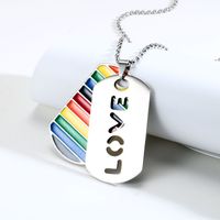 Hip-hop Cool Style Love Rainbow Stripe Alloy Titanium Steel Enamel Lgbt Pride Month Men's Pendant Necklace main image 4