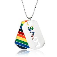 Hip-hop Cool Style Love Rainbow Stripe Alloy Titanium Steel Enamel Lgbt Pride Month Men's Pendant Necklace main image 3