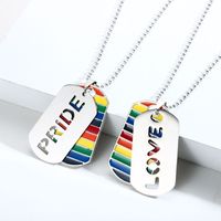 Hip-hop Cool Style Love Rainbow Stripe Alloy Titanium Steel Enamel Lgbt Pride Month Men's Pendant Necklace main image 2
