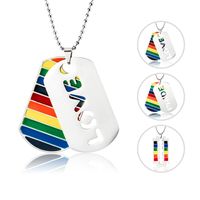 Hip-hop Cool Style Love Rainbow Stripe Alloy Titanium Steel Enamel Lgbt Pride Month Men's Pendant Necklace main image 1