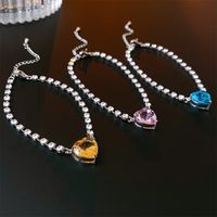 Retro Shiny Heart Shape Copper Inlay Zircon Bracelets main image 4