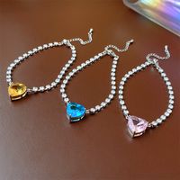 Retro Shiny Heart Shape Copper Inlay Zircon Bracelets main image 1