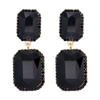 1 Pair Elegant Luxurious Square Inlay Alloy Glass Stone Drop Earrings sku image 1
