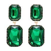 1 Pair Elegant Luxurious Square Inlay Alloy Glass Stone Drop Earrings sku image 2
