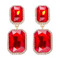1 Pair Elegant Luxurious Square Inlay Alloy Glass Stone Drop Earrings sku image 3