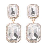 1 Pair Elegant Luxurious Square Inlay Alloy Glass Stone Drop Earrings sku image 4
