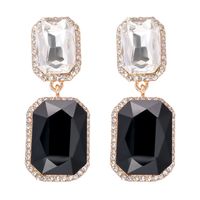 1 Pair Elegant Luxurious Square Inlay Alloy Glass Stone Drop Earrings sku image 5
