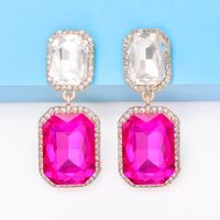 1 Pair Elegant Luxurious Square Inlay Alloy Glass Stone Drop Earrings main image 2