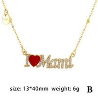 Simple Style Shiny Letter Heart Shape Copper Enamel Plating Inlay Zircon 18k Gold Plated Pendant Necklace sku image 2