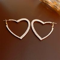 Exagéré Style Simple Forme De Cœur Alliage Placage Incruster Strass Femmes Des Boucles D'oreilles main image 2