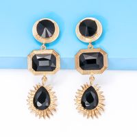 Elegant Luxurious Streetwear Round Square Water Droplets Alloy Inlay Glass Stone Women's Drop Earrings main image 4