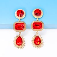 Elegant Luxurious Streetwear Round Square Water Droplets Alloy Inlay Glass Stone Women's Drop Earrings main image 3